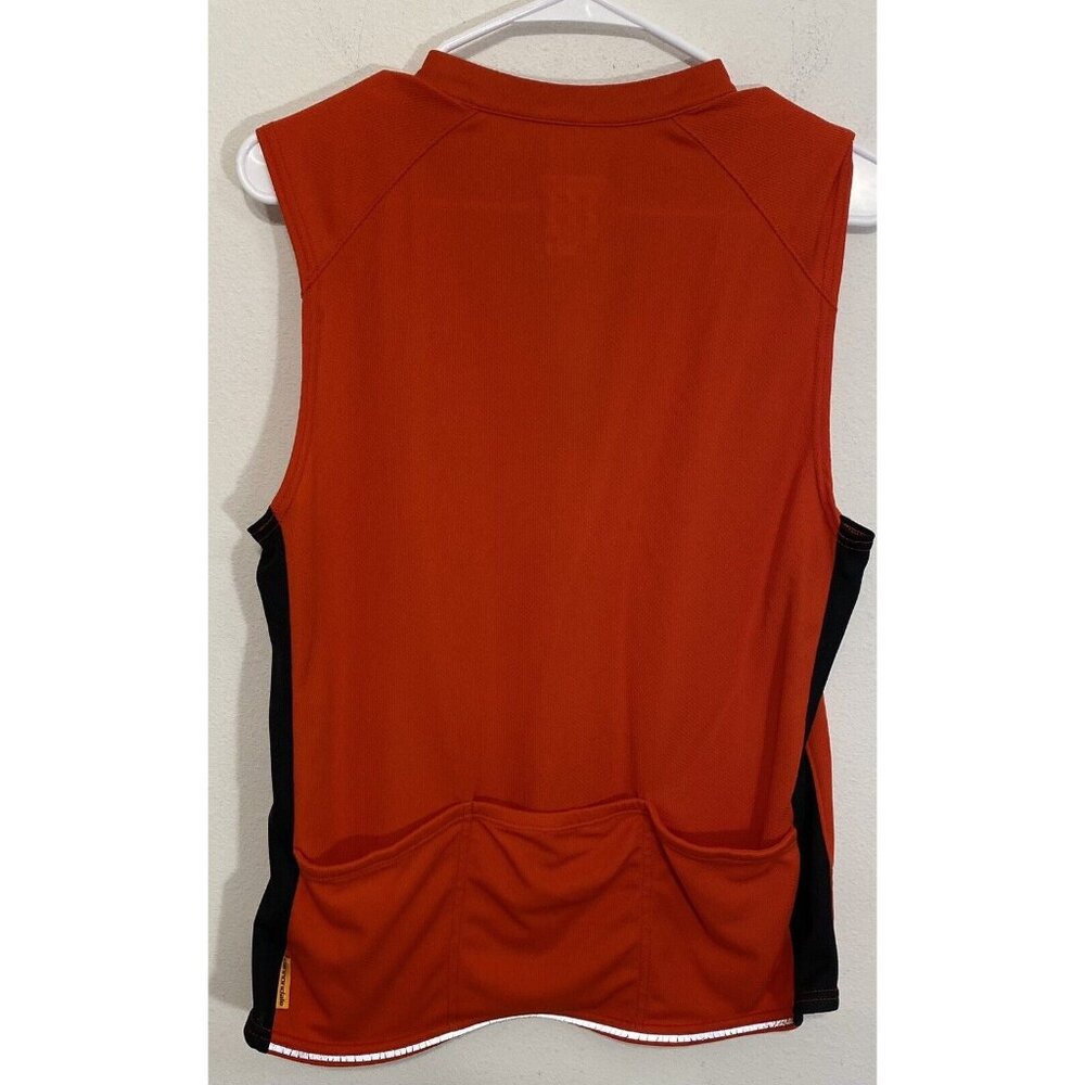 Cannondale Women Bicycle Jersey Size Large Red 1/4 Zip Sleeveless Shirt Pockets - Picture 3 of 4
